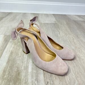Anthropologie Blush Suede Block Heels